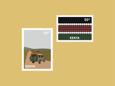 Kenya Stamps - AveryMade design dribbbleweeklywarmup flat illustration vector