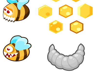 Buzzbuster ahninniah bee bees buzzbuster game art honeycombs inkscape larva ludum dare olga bikmullina