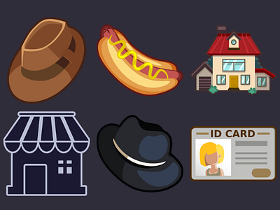 Detective Pack Icons 5 2d cartoon game hat hotdog house icons icons set id card inkscape ui vector