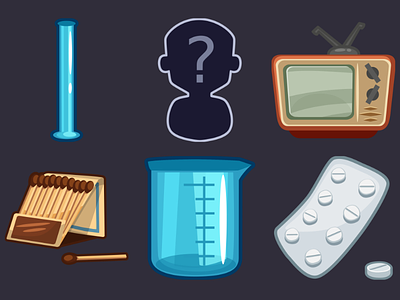 Detective Pack Icons 19 2d cartoon design game icons inkscape matches measuring сup medical tube medicament suspect icon tv vector