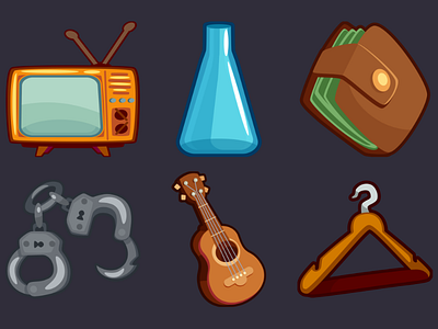 Detective Pack Icons 20 2d cartoon design game guitar handcuffs hanger icons inkscape tube tv vector wallet