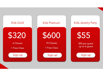 Pricing table design