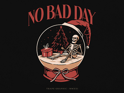 NO BAD DAY apparel branding christmas clothing design illustration merry christmas skull typography
