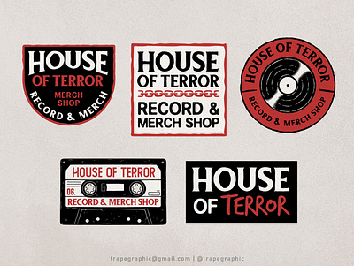 HOUSE OF TERROR sticker pack designs apparel badge design branding clothing design graphicdesign illustration merchandise typography vector