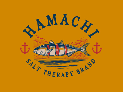 HAMACHI apparel badge design branding clothing design fish graphicdesign illustration streetwear t shirt design typography