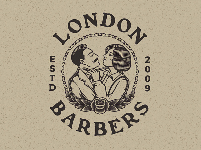 LONDON BARBERS apparel badge design barber barbershop branding clothing design graphicdesign illustration logo typography vector