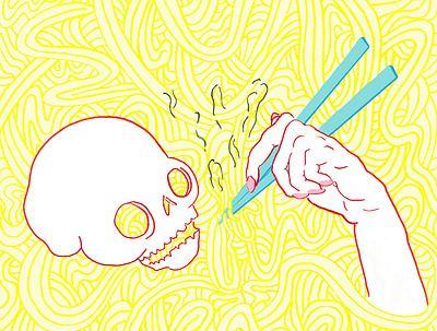 Stop, Drop, & Ramen chopsticks design flyer design foodie illustration music art ramen skulls
