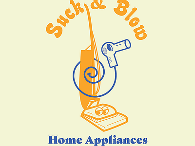 Suck & Blow Home Appliances branding cartoon design illustration vector