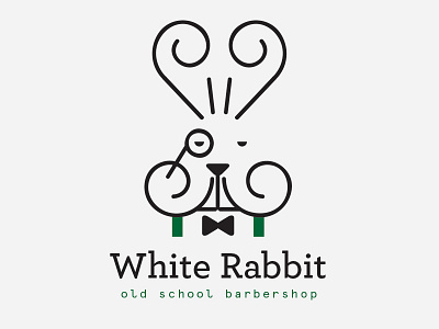 White Rabbit Barbershop barbershop logo rabbit