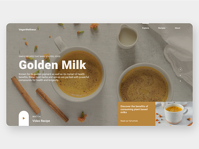 Golden Milk - Explore Recipe UI design ui ux vegan food veganism web webdesign website