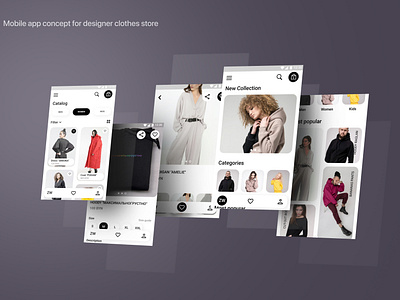 Mobile app concept for designer clothes store