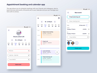 Appointment booking and calendar app app design mobile app mobile design ui ux