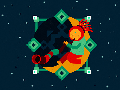 Illustration for INAYA web-site (night) art branding character design ethno festival identity illustration moon music night portal psychedelic shaman sky stars tribal tunnel