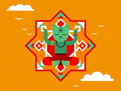 Illustration for INAYA web-site (day) animal art artist branding buddha cat character cloud design etho hippie illustration music portal psychedelic shiva sky third eye tribal yoga