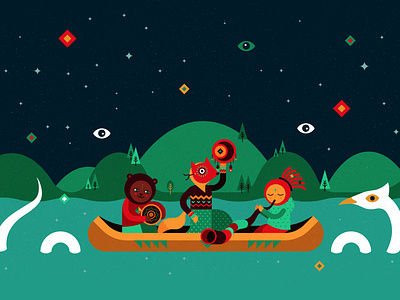 Illustration for INAYA festival identity animal boat character design ethno goa hippie illustration miracle music nature night psychedelic sky tribal vector vector illustration water