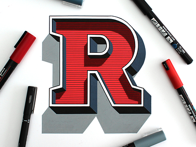 R for Red! handlettering lettering lines logo posca r red type typography