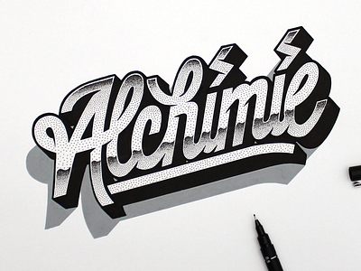 Alchimie. artwork design dot handlettering lettering stippling type typography