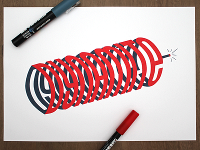 Dynamite 3d dynamite effect handlettering lettering red typography