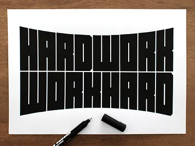 Hard work or Work hard font handdrawn handlettering lettering logo posca type typography