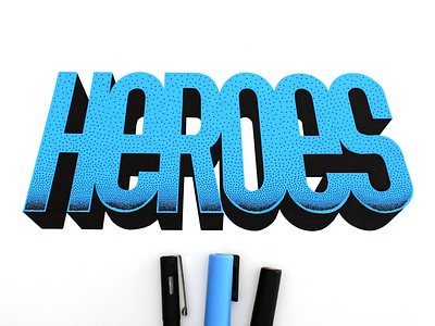 Heroes blue dotwork handlettering heroes lettering logo posca typography
