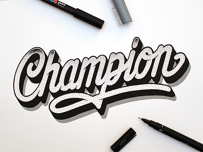 Champion champion dots handlettering lettering logo posca stippling type typography