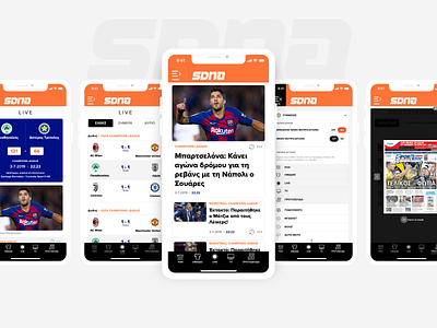 SDNA Sports News Portal Native App android app design articles content ios match menu navigation news portal personalization players scores sdna smart sports teams ui ux design