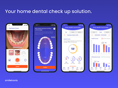 Smiletronix App UI Design ai analysis app appointments check up dental dentist diagnosis educational resources health healthcare ios mouth oral reports smiletronix teeth teledentistry tracking ui design