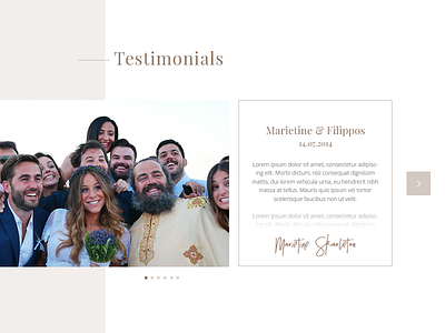 Wedding Videography Testimonials Section card comment feedback flat design luxury quote review testimonials typography user interface web design wedding videography
