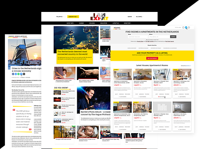 IamExpat Netherlands Portal UI Design articles expatriates housing info jobs lifestyle netherlands news platform portal rich content ui design website