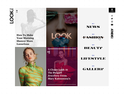 Athens Voice Look Menu Active articles athens voice beauty editorial elegant fashion gallery lifestyle news portal typography ui design