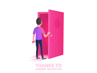 Hello Dribbble! debut door dribbble entrance hello invitation thanks