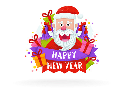 Happy new year - 2017 2017 christmas happy merry rooster santa claus vector xmas year