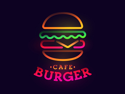 Color burger logo abstract cafe color emblem label logo neon sign signage signboard vector