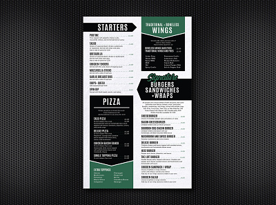 The Loft Menu design food graphic design layout menu menu design restaurant restaurant branding restaurant design