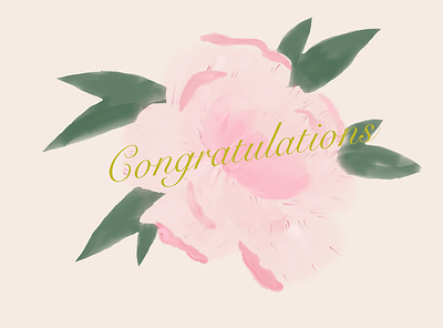 Congratulations baby baby girl baby shower babypink card card design congratulation congratulations female feminine flower gold lettering painting peony watercolor watercolour