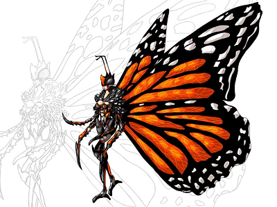 Inktober/Insectober : Día 1 Mariposa Monarca art design dibujo digital draw illustration ilustración inktober insectober