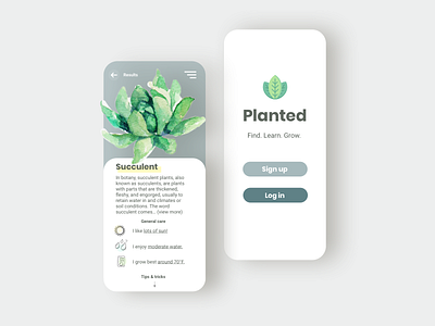Planted: Plant Information Application app branding design grass green greens information leaves logo plant planting plants ui ux yellow