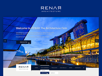 Renar Architect Theme architecture blue design renar ui ux webdesign yellow