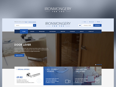 Iron Mongery app blue case study design fun photoshop project redesign ui ux web website