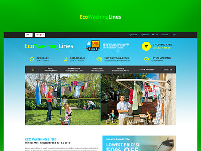 Eco Washing Lines app blue case study design fun green photoshop project redesign ui ux web website