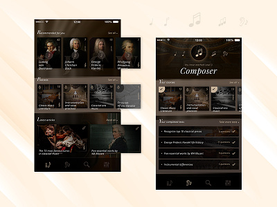 Classical Shot app app design classic classical music design music musician pentagram photoshop project ui ux