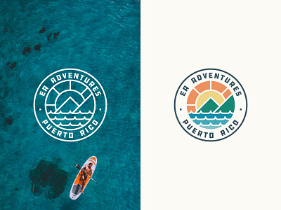 EA Adventures - Seal Logo for beach rental brand badge beach branding classy design logo mountains ocean puerto rico seal sun surf tropical vector wave waves