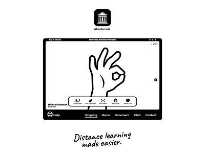 Akademeia Distance Learning App akademeia app design black white branding education education app logo ui ui design ux uxdesign video chat video conference zoom