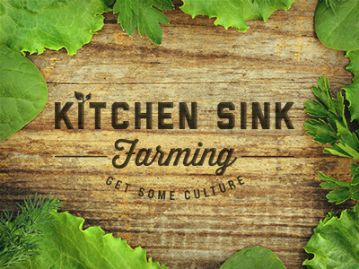 Kitchen Sink Farming branding cursive development leaf logo natural typography wood