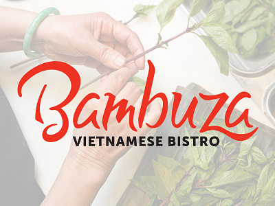 Bambuza Logo branding brush design lettering logo red restaurant script