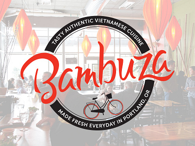 Bambuza Seal branding brush design lettering logo red restaurant script