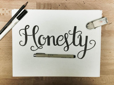 Honesty cursive lettering script