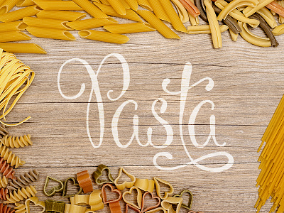 06/365 - Pasta brush cursive lettering pasta script white