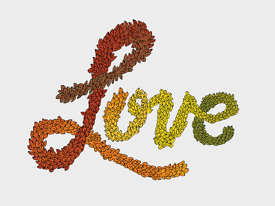 17/365 - Love autumn cursive leaves lettering love script