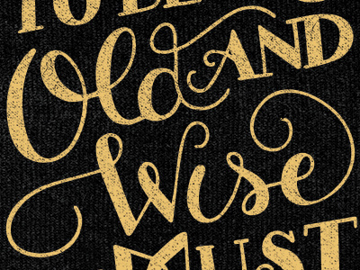 To be old and wise... gold lettering old stupid type typography wise young